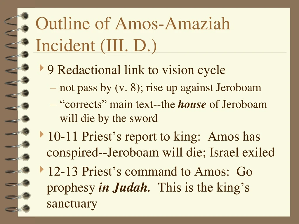 outline of amos amaziah incident iii d