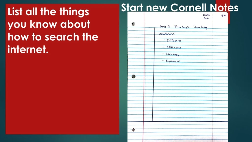 start new cornell notes