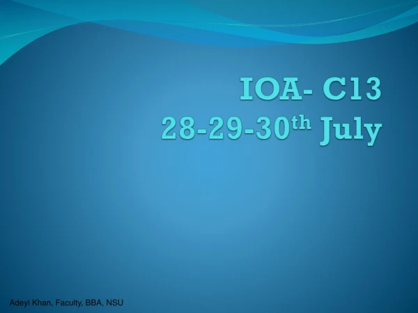 IOA- C13 28-29-30 th July