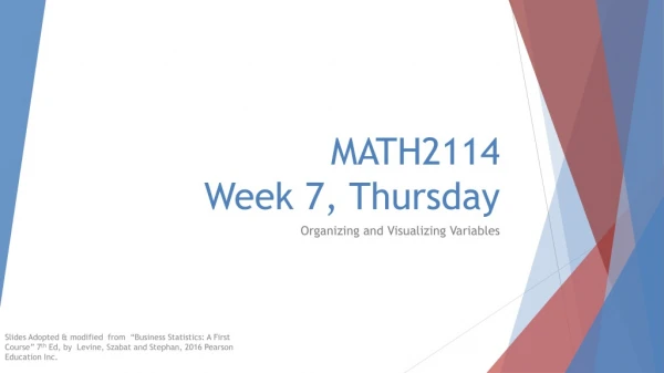 MATH2114 Week 7, Thursday