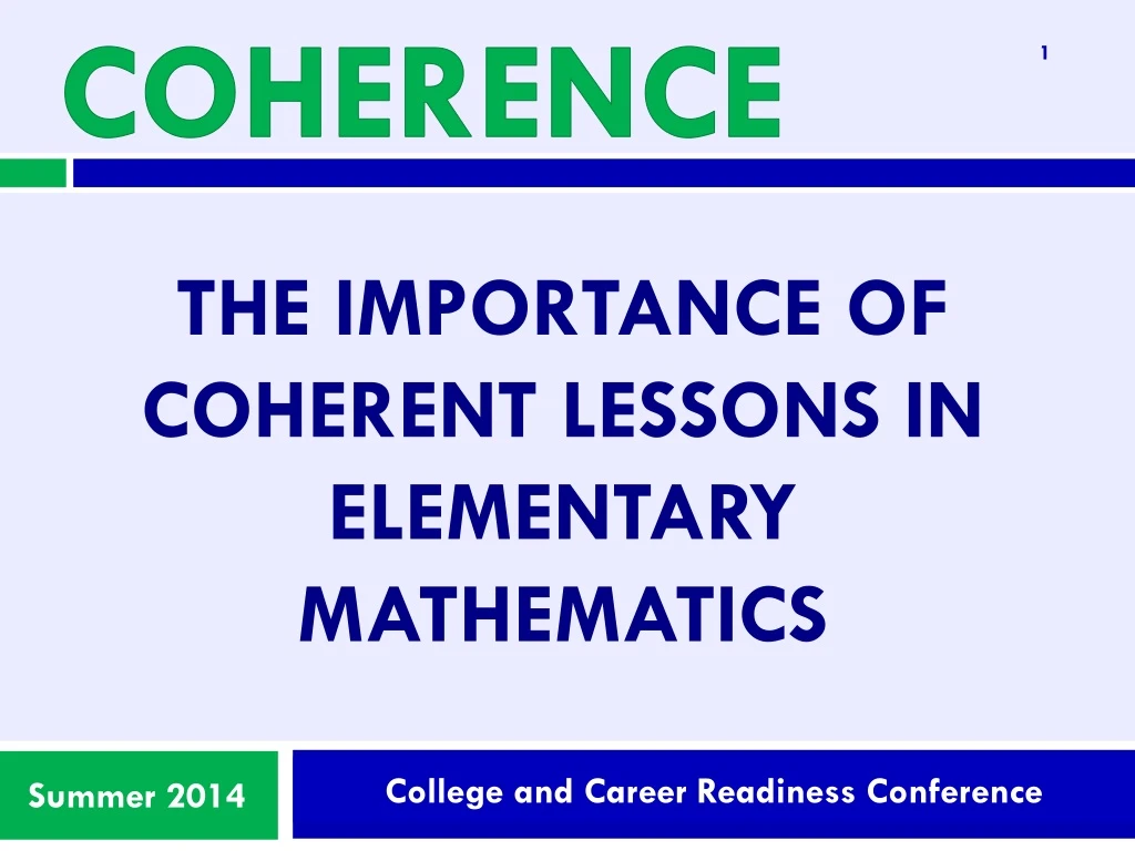 the importance of coherent lessons in elementary mathematics