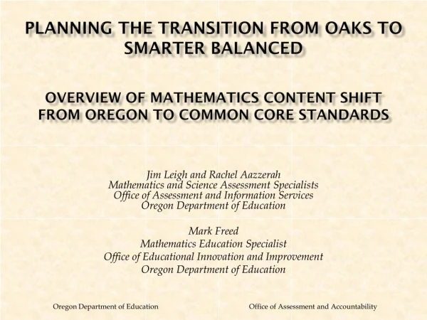 Phases of Transition in Oregon