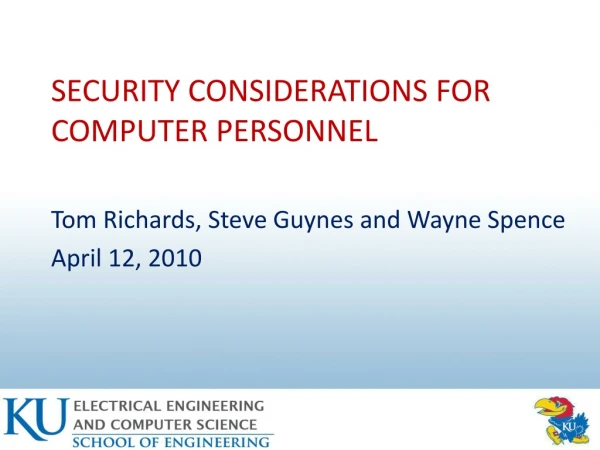 SECURITY CONSIDERATIONS FOR COMPUTER PERSONNEL