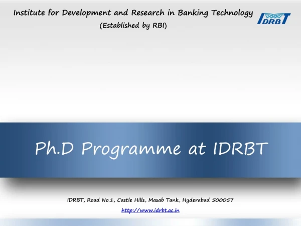 Ph.D Programme at IDRBT