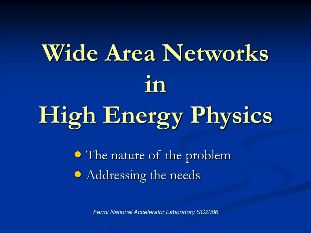 wide area networks in high energy physics