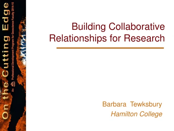 Building Collaborative Relationships for Research