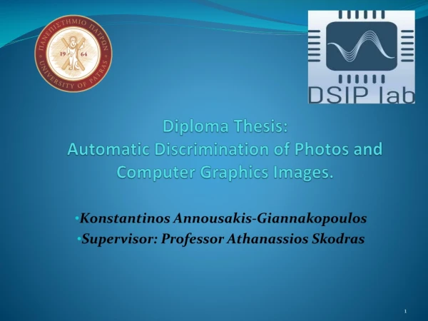 Diploma Thesis: Automatic Discrimination of Photos and Computer Graphics Images.