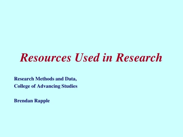Resources Used in Research