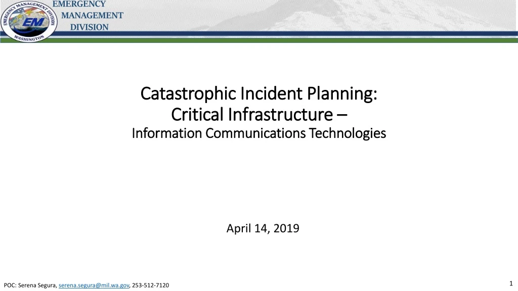 catastrophic incident planning critical infrastructure information communications technologies