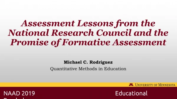 Assessment Lessons from the National Research Council and the Promise of Formative Assessment