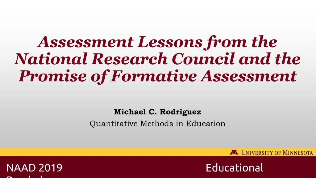 assessment lessons from the national research council and the promise of formative assessment