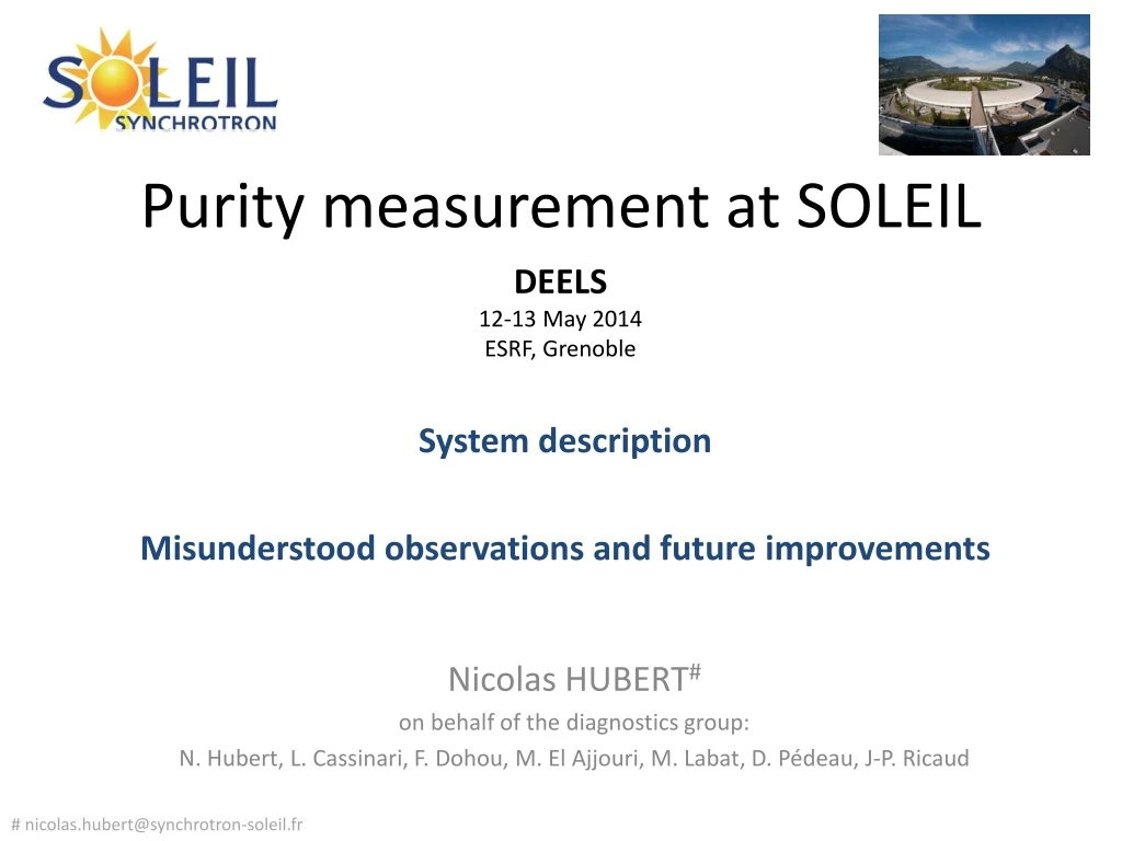 purity measurement at soleil