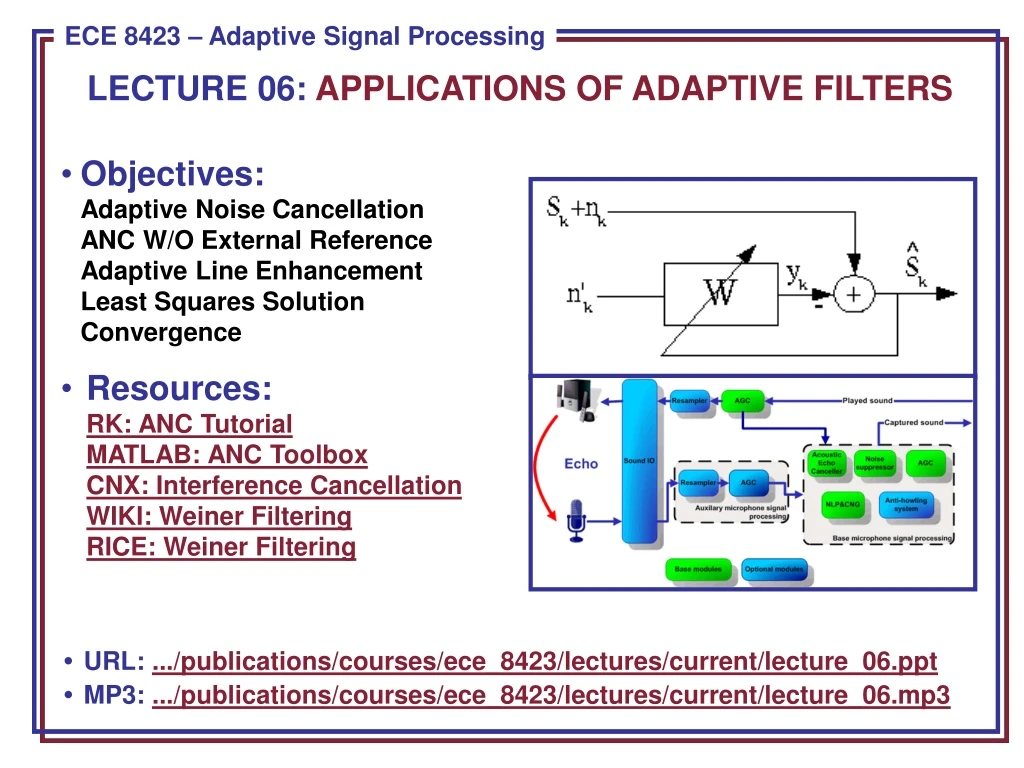 lecture 06 applications of adaptive filters