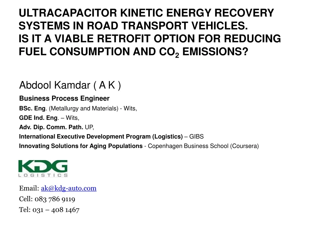 ultracapacitor kinetic energy recovery systems