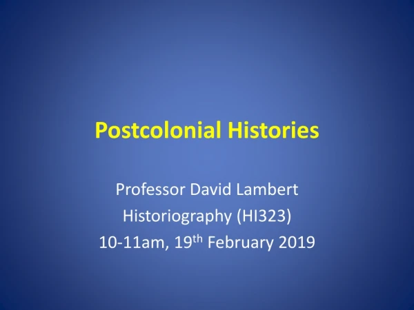 Postcolonial Histories
