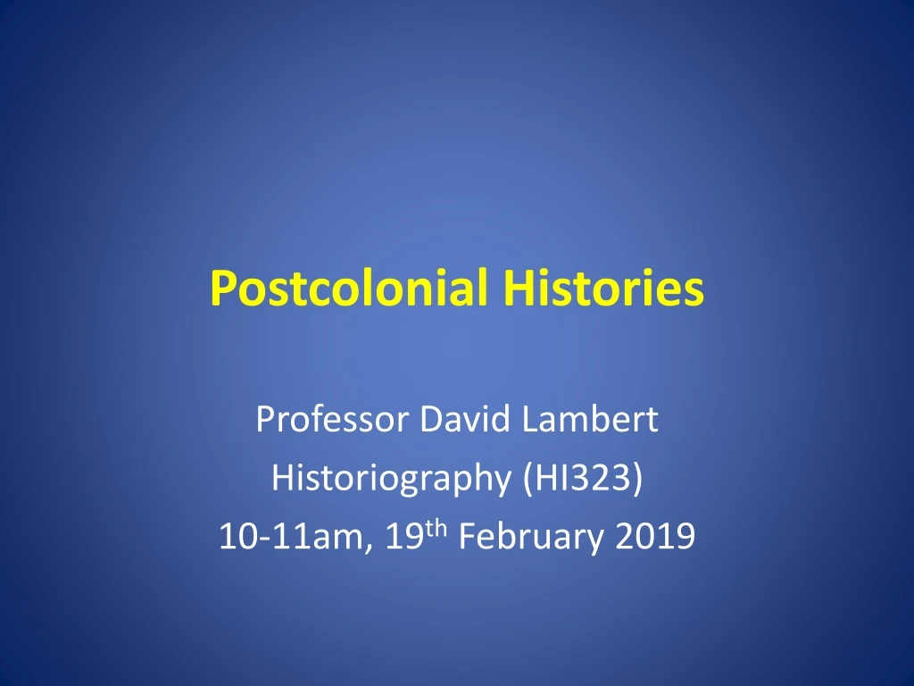 postcolonial histories