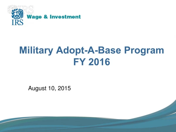 Military Adopt-A-Base Program FY 2016