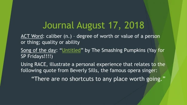 Journal August 17, 2018