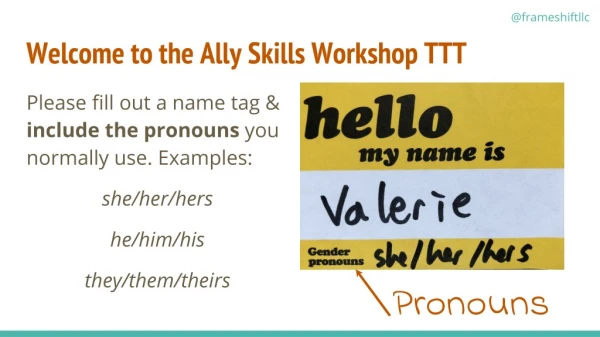 Welcome to the Ally Skills Workshop TTT