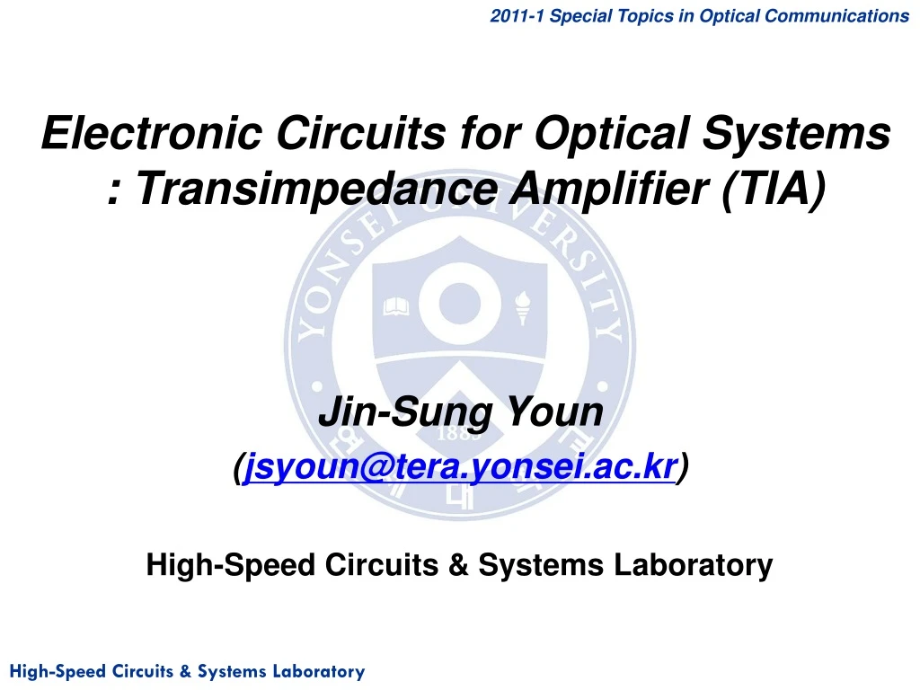 2011 1 special topics in optical communications