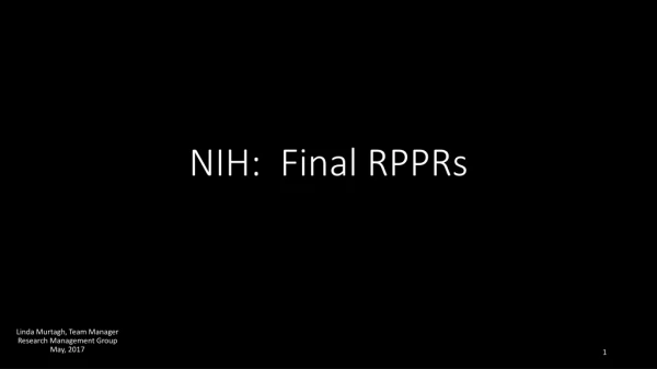 NIH: Final RPPRs