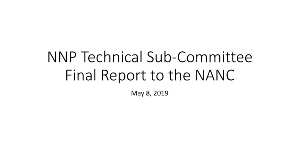 NNP Technical Sub-Committee Final Report to the NANC