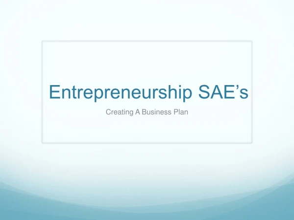 Entrepreneurship SAE’s