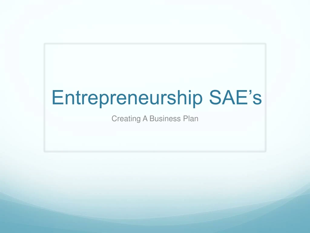 entrepreneurship sae s