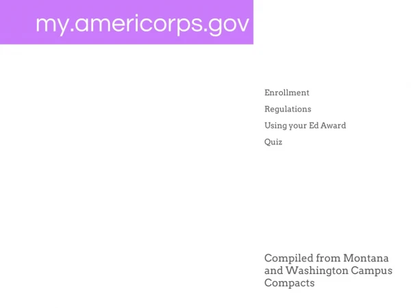 Compiled from Montana and Washington Campus Compacts