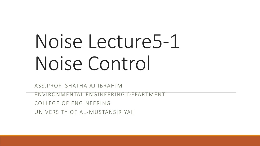 noise lecture5 1 noise control