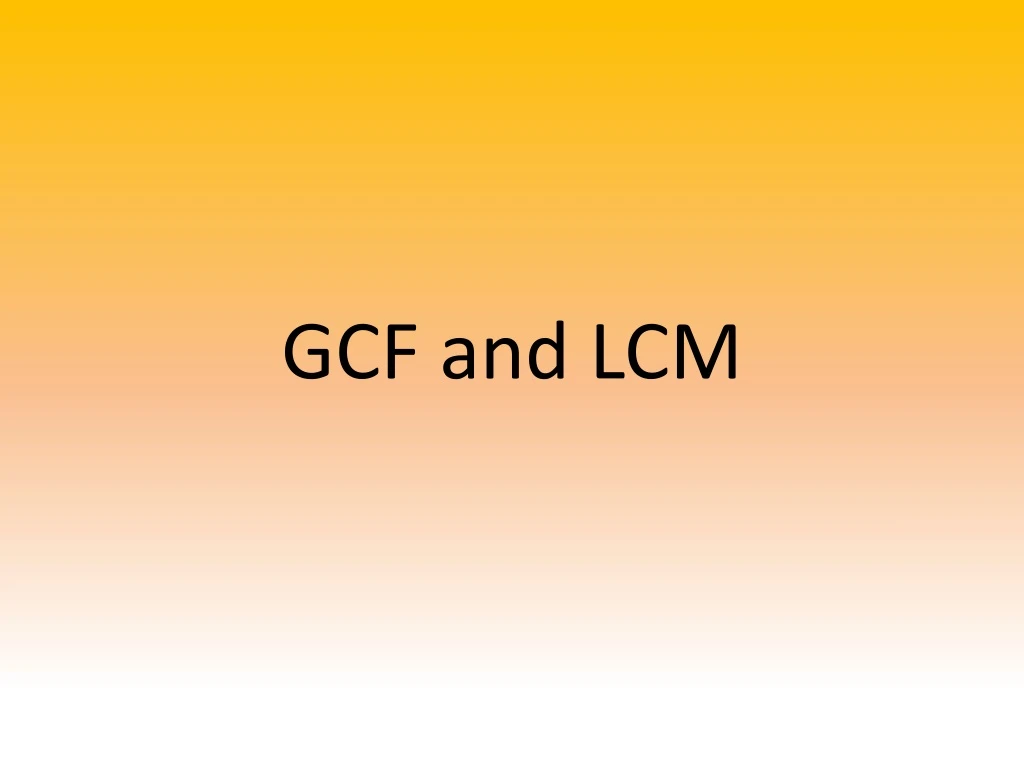 gcf and lcm