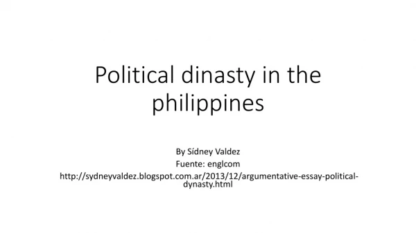 Political dinasty in the philippines