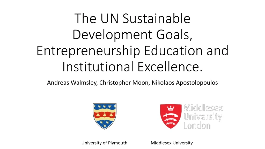 the un sustainable development goals entrepreneurship education and institutional excellence