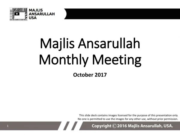 Majlis Ansarullah Monthly Meeting