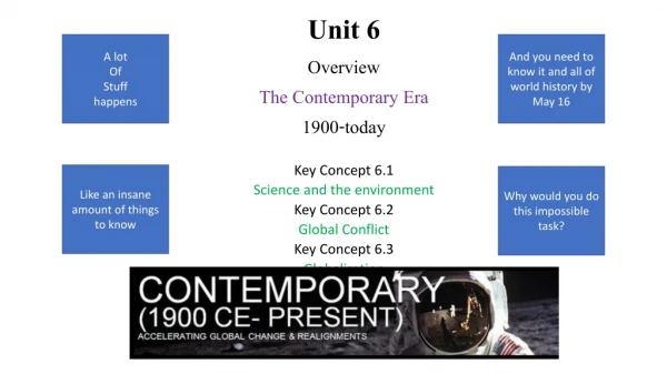 Unit 6 Overview The Contemporary Era 1900-today