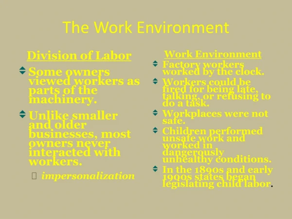 The Work Environment