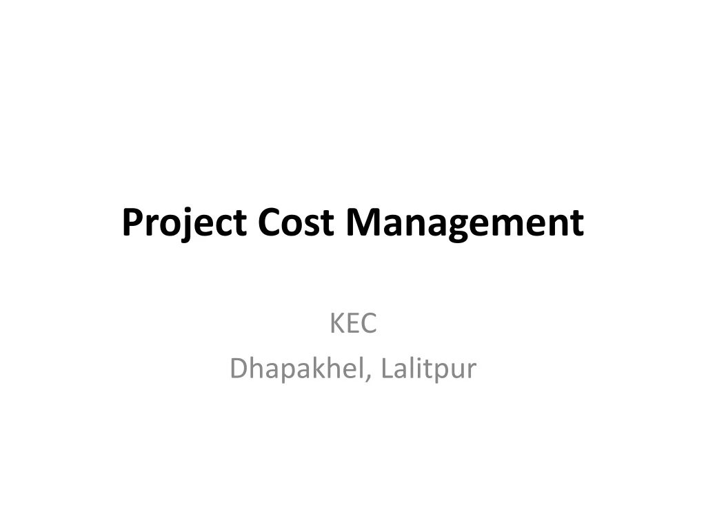 project cost management