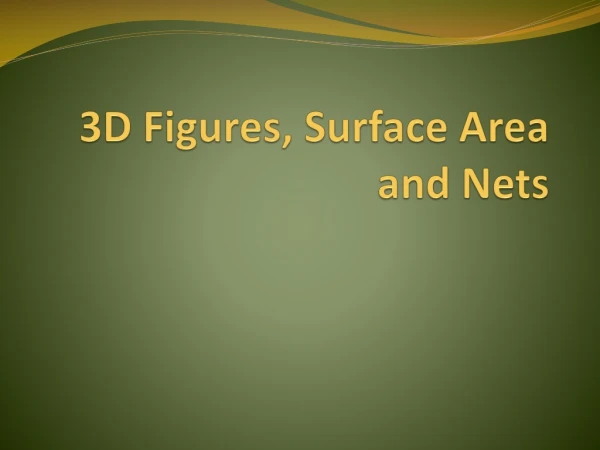 3D Figures, Surface Area and Nets