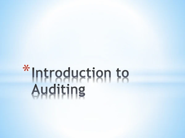 Introduction to Auditing