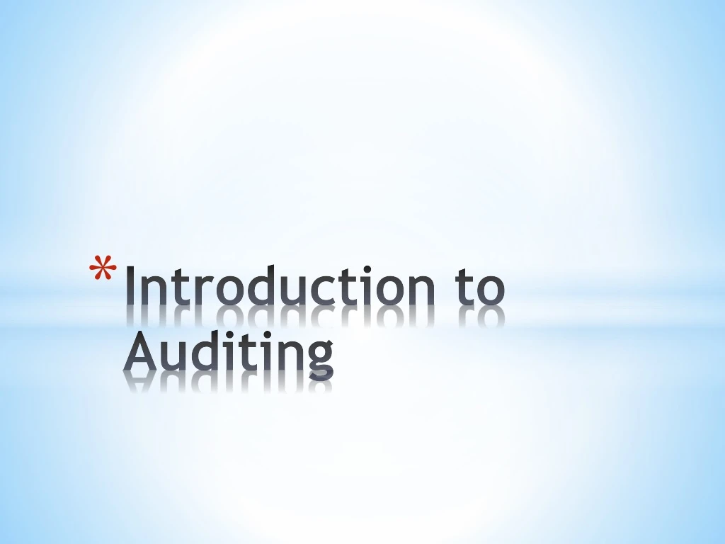 introduction to auditing