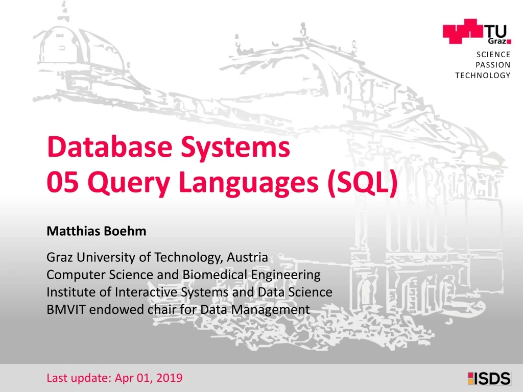 database systems 05 query languages sql