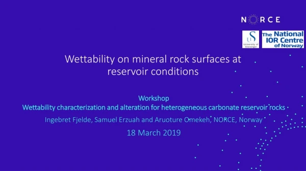 Wettability on mineral rock surfaces at reservoir conditions