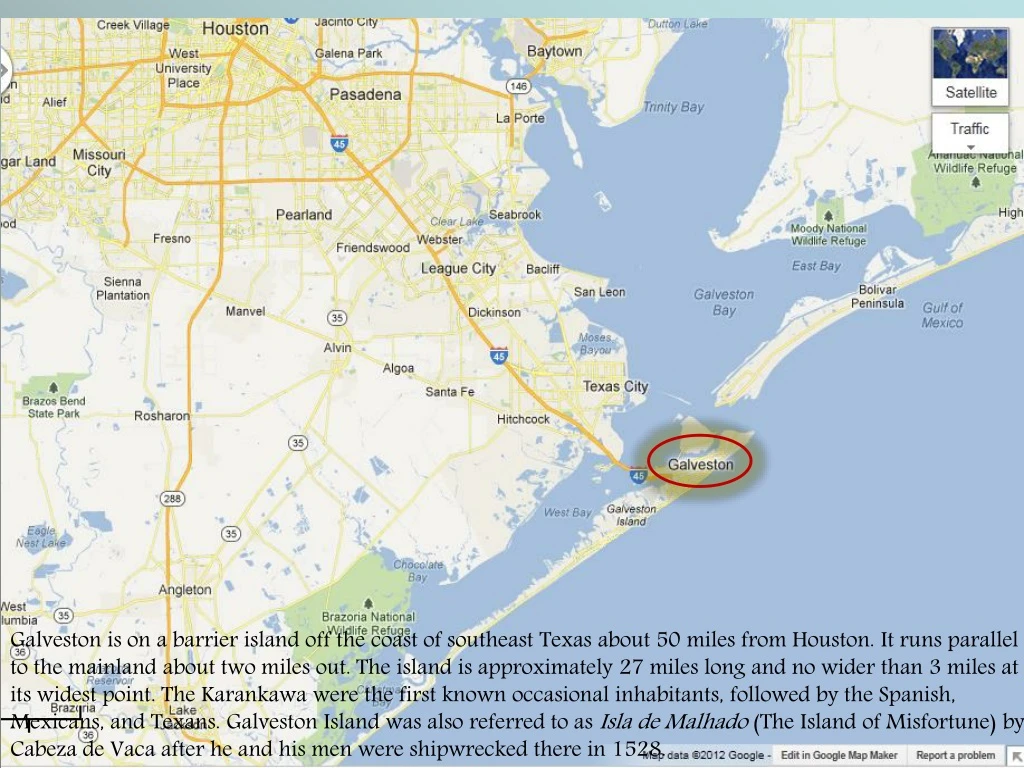 galveston is on a barrier island off the coast