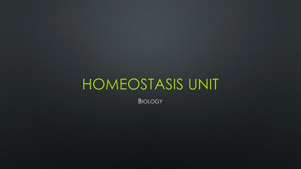 homeostasis unit