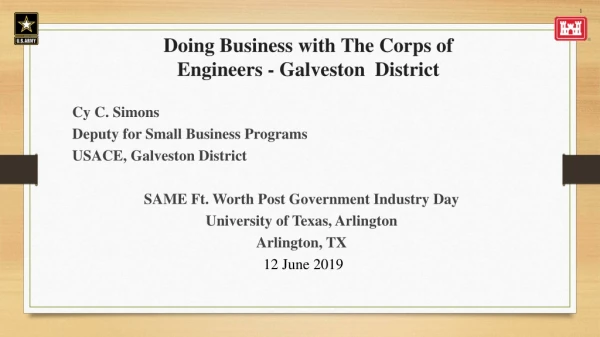Doing Business with The Corps of Engineers - Galveston District