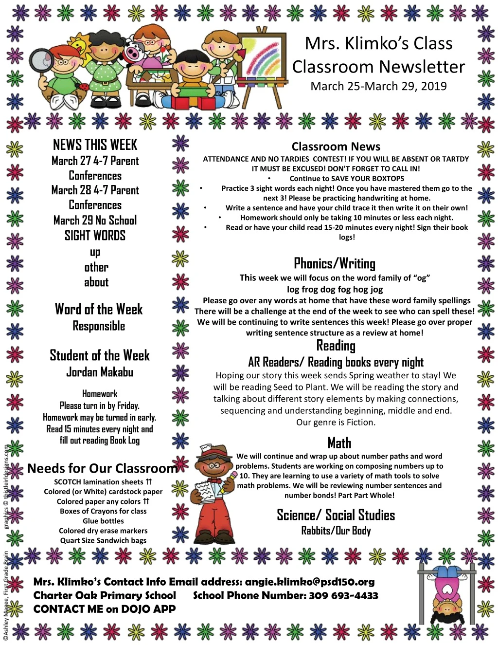 mrs klimko s class classroom newsletter march