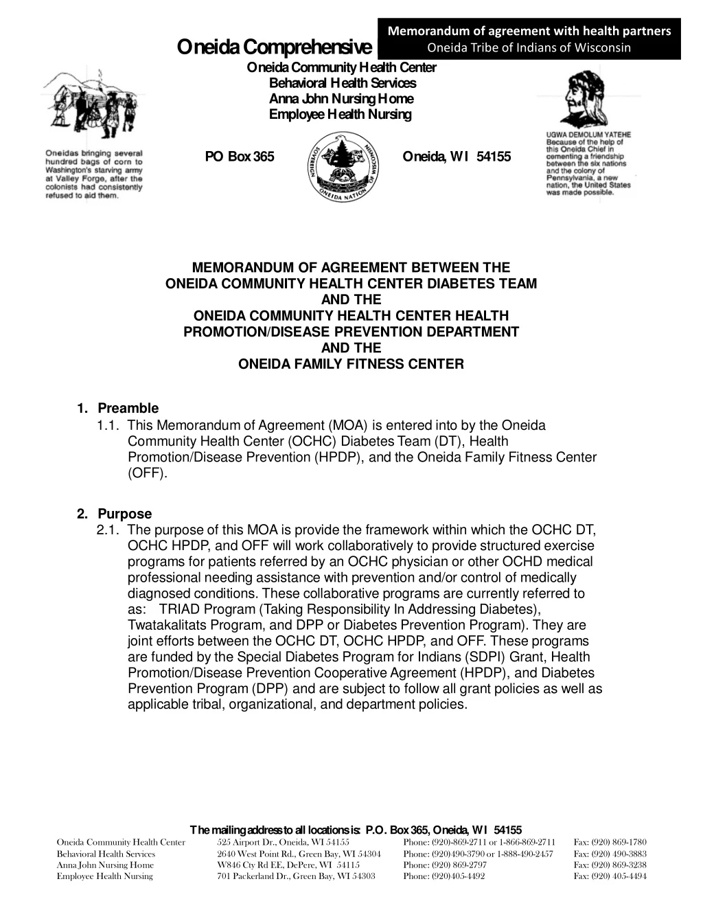 memorandum of agreement with health partners