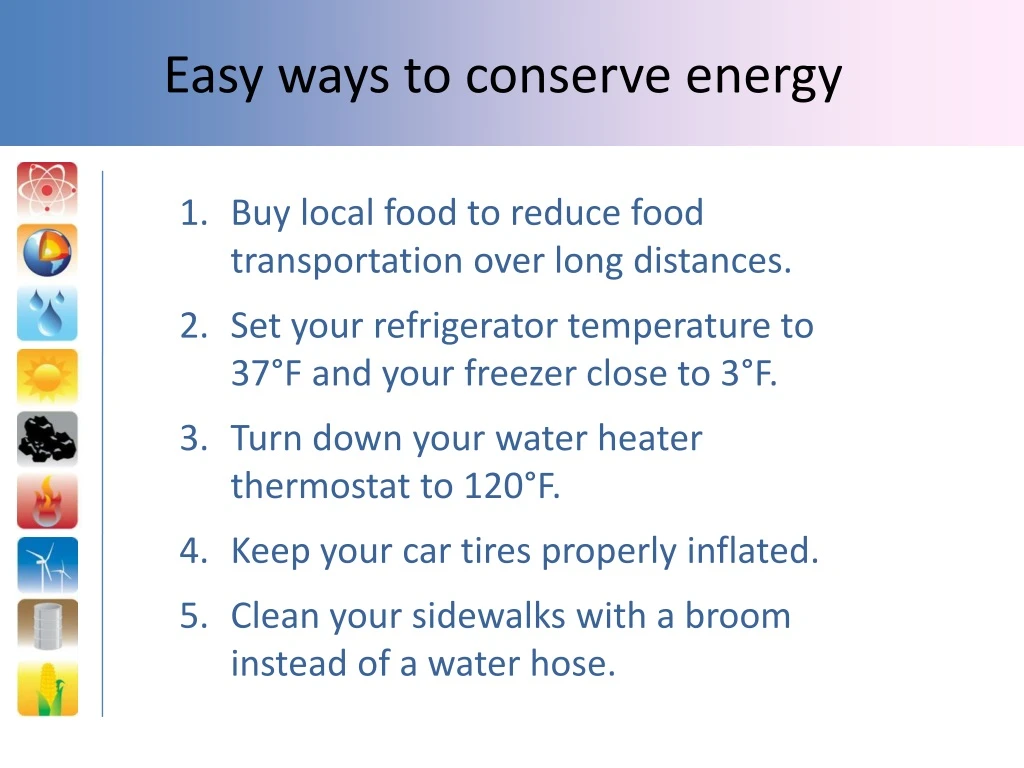 easy ways to conserve energy