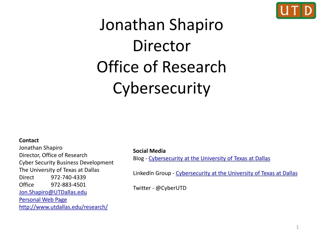 jonathan shapiro director office of research