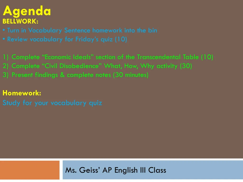ms geiss ap english iii class